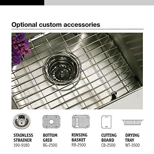 Houzer Stainless Steel 2522-8BS3-1 Glowtone Series Kitchen Sink - 25" Topmount Drop In Multipurpose Sink, Single Bowl Basin, 3 Hole, Ideal for Workstation, RV, Outdoor Kitchen, or Bar