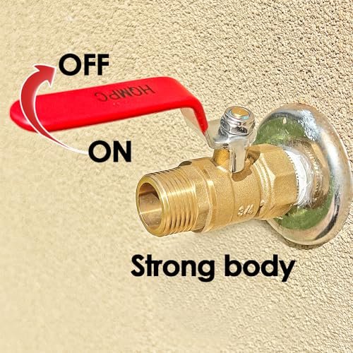 HQMPC Garden Hose Shut Off Valve Ball Valve 3/4" GHT Water Hose Shut Turn Off Valve Heavy Duty Hose On Off Valve Brass Shut Off Valve Hose Ball Valve 1Pc Long Handle