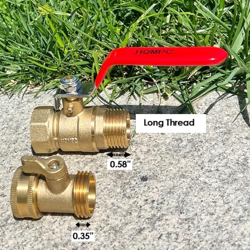 HQMPC Garden Hose Shut Off Valve Ball Valve 3/4" GHT Water Hose Shut Turn Off Valve Heavy Duty Hose On Off Valve Brass Shut Off Valve Hose Ball Valve 1Pc Long Handle
