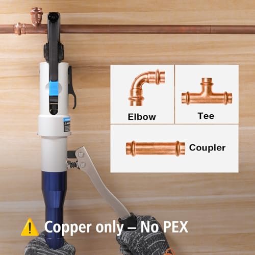 Hydraulic Copper Pipe Press Tool for Viega ProPress Fittings | Includes 1/2", 3/4", & 1" Dies | Ideal for Narrow Spaces & Tee Fittings | Includes 1 Set of Dies (1950)