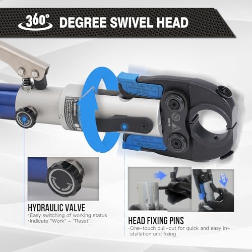 Hydraulic Copper Pipe Press Tool for Viega ProPress Fittings | Includes 1/2", 3/4", & 1" Dies | Ideal for Narrow Spaces & Tee Fittings | Includes 1 Set of Dies (1950)