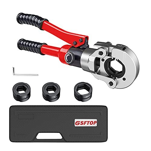 Hydraulic Copper Tube Crimping Tool,Copper Pipe Fittings Crimping and Plumbing Tool with Crimping Dies Jaw 1/2", 3/4", 1" (RED)
