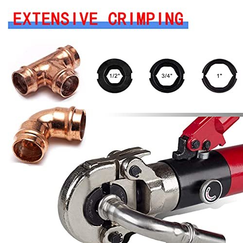 Hydraulic Copper Tube Crimping Tool,Copper Pipe Fittings Crimping and Plumbing Tool with Crimping Dies Jaw 1/2", 3/4", 1" (RED)