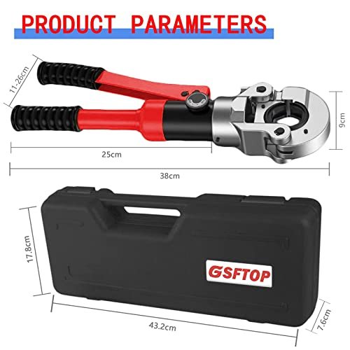 Hydraulic Copper Tube Crimping Tool,Copper Pipe Fittings Crimping and Plumbing Tool with Crimping Dies Jaw 1/2", 3/4", 1" (RED)