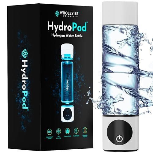HydroPod Premium Hydrogen Water Bottle Generator - Advanced HydroHealth Hydrogenated Water Machine & Ionizer - Smart Portable Water Purifier & Filtered Hydro Water Bottle