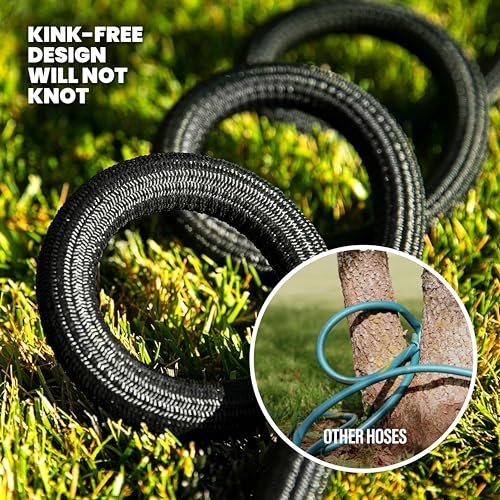 HYDROSTEEL 100 Ft Metal Garden Hose with Sprayer Nozzle, Indestructible 3-Layer Stainless Steel Heavy Duty Water Hose 100 Ft x 5/8 in. Kink Free Design Will Not Kink, Flexible, NON Expandable, 500 PSI