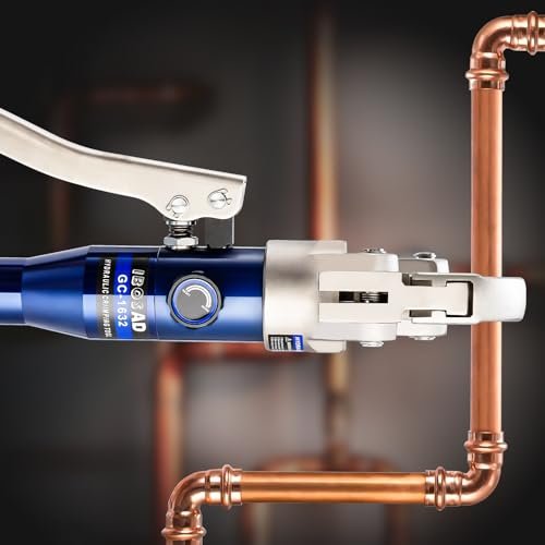 IBOSAD Copper Tube Fittings Hydraulic Pipe Crimping Tool with 1/2",3/4" and 1" Jaw Copper Pipe Press Crimper Pressing Pliers, with Pipe Cutter