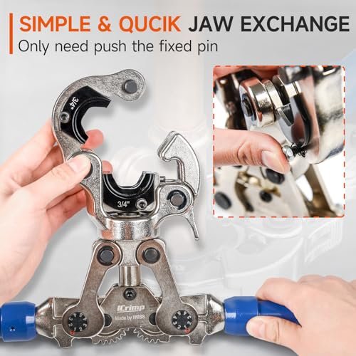 iCrimp Copper Pipe Pressing Tool Kit with Cutter&Deburring Tool for ProPress Copper Fitting-Manufactured by IWISS