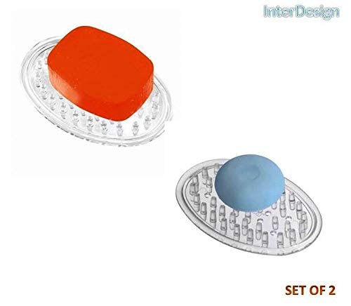 iDesign Plastic Soap Saver, Holder Tray for Bathroom Counter, Shower, Kitchen, 0.75 in. x 3.25 in. x 4.75 in., Clear