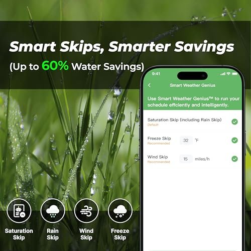 ImoLaza Outdoor Smart Sprinkler Controller, 12-Zone WiFi Irrigation Controller with Hyper-Local Weather, App Remote Control, Works w/ Alexa, Auto Watering, Rain/Freeze/Wind Skip, Smart Fault Detection