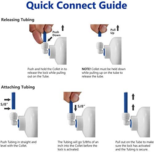 Inline Shut Off Ball Valve 3/8 inch OD Tubing&Hose&Pipe Use Plastic Quick Connect Fittings for Water Purifier RODI System (Pack of 5)