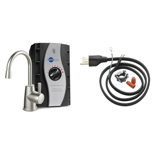 InSinkErator HOT250 Instant Hot Water Dispenser System, Single-Handle Faucet in Satin Nickel with 2/3-Gallon Stainless Steel Tank, H250SN-SS & Garbage Disposal Power Cord Kit, CRD-00