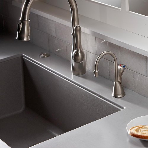 InSinkErator Wave Instant Hot and Cold Water Dispenser System, Faucet & Tank, Satin Nickel, HC-Wave-SN
