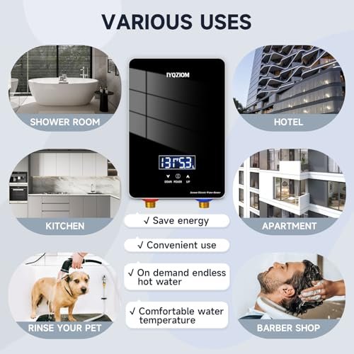 Instant Electric Water Heater 240V 6.5kW.Tankless Water Heater for Kitchen with Self Modulating Technology.Tankless On Demand Water Heater.Electric Hot Water Heaters for Sink.Overheating Protection.