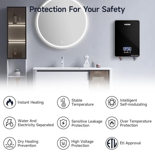 Instant Electric Water Heater 240V 6.5kW.Tankless Water Heater for Kitchen with Self Modulating Technology.Tankless On Demand Water Heater.Electric Hot Water Heaters for Sink.Overheating Protection.