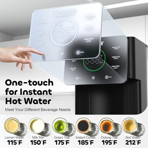 Instant Hot Water Dispenser Countertop for Rapid Heating, Electric Kettle with 6 Temperature Settings & 4 Volume Options, Water Boiler with 3L Removable BPA-Free Water Tank