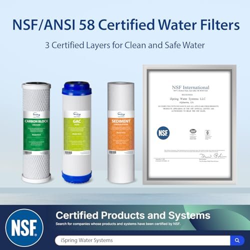 iSpring US31 Classic 3-Stage Under Sink Water Filtration System for Drinking, Tankless, High Capacity, Sediment + GAC + Carbon
