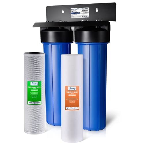 iSpring WGB22B 2-Stage Whole House Water Filtration System, 20” x 4.5” Sediment & Carbon Block Filters, Removes up to 99% Chlorine, Fine Sediment and Bad Taste Removal