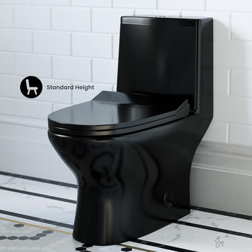 Ivy One Piece Toilet Dual Vortex Flush in Glossy Black 1.1/1.6 gpf