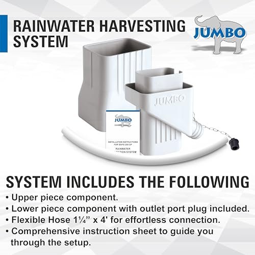 JUMBO Rooftop Rainwater Harvesting System from Downspouts Diverter Size 2” x 3”