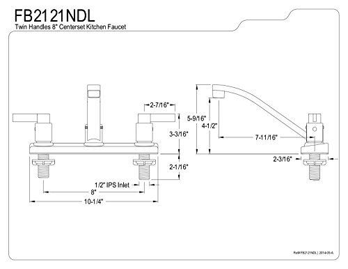 Kingston Brass FB2121NDL 7-11/16-Inch in Spout Reach NuvoFusion 8-Inch Centerset Kitchen Faucet, Polished Chrome