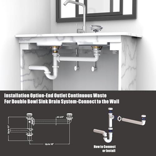 Kitchen Sink Drain Kit,1-1/2" Sink Drain Plumbing Kit - Universal P-Trap Replacement for Kitchen & Bathroom Sinks with Pipe Repair Accessories