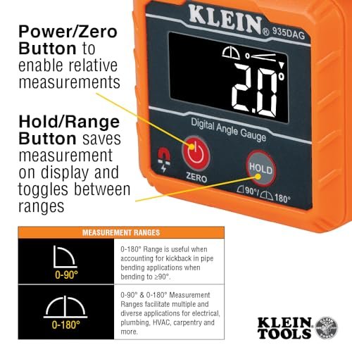 Klein Tools 80035 Level, Digital Electronic Level and Angle Gauge Tool Kit with Plumbers Straps, Measures Angles, Magnetic Base, 2-Piece