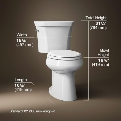 KOHLER 3989-0 Highline Two-Piece Comfort Height Toilet With Dual-Flush And Elongated Bowl, White