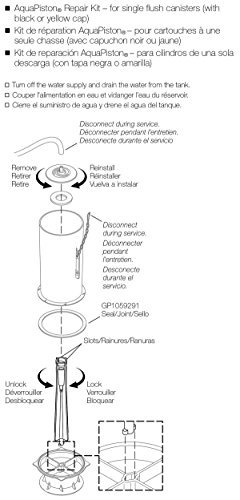KOHLER GENUINE PART GP1229656 Canister Repair Kit, For single flush canister toilets, Includes cap, center guide and chain