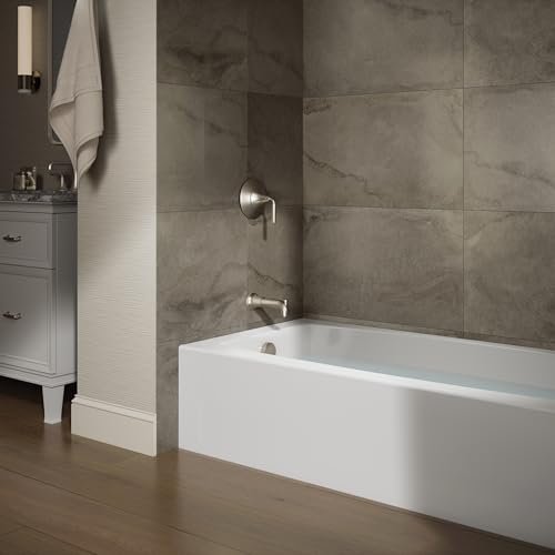 KOHLER K-26109-LA-0 Entity 60-Inch x 30-Inch Alcove Bath with Integral apron, integral flange and left hand drain, White