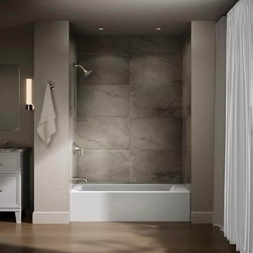 KOHLER K-26109-LA-0 Entity 60-Inch x 30-Inch Alcove Bath with Integral apron, integral flange and left hand drain, White