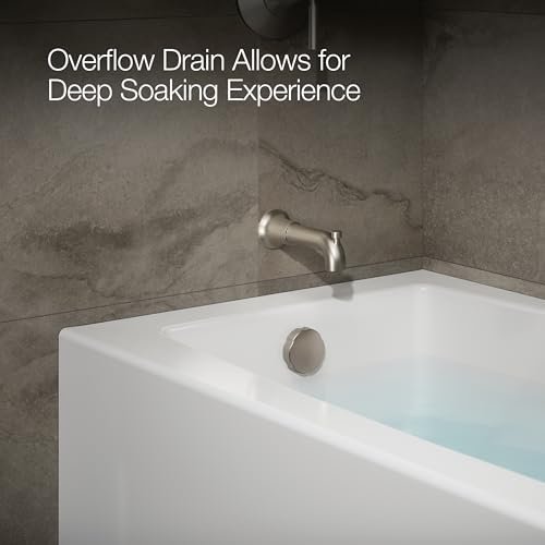 KOHLER K-26109-LA-0 Entity 60-Inch x 30-Inch Alcove Bath with Integral apron, integral flange and left hand drain, White