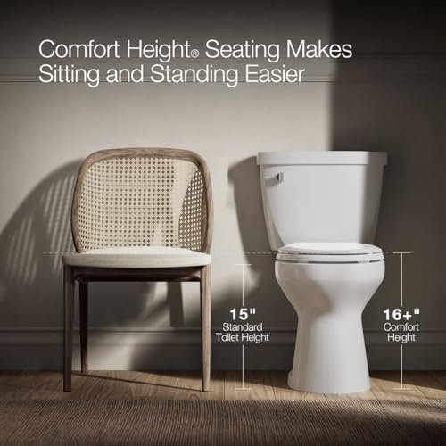 Kohler K-5481-0 Highline Comfort Height Two-Piece Round-Front 1.28 gpf Toilet with Class Five Flush Technology and Left-Hand Trip Lever White