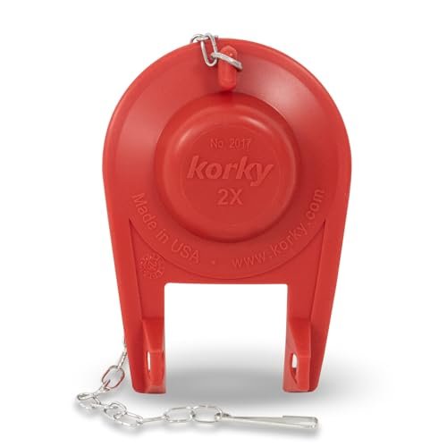 Korky 2017BP Standard 2-Inch 2X Ultra High Performance Universal Long Lasting Rubber-Easy to Install-Made in USA Toilet Flapper, 1 Count (Pack of 1), Red