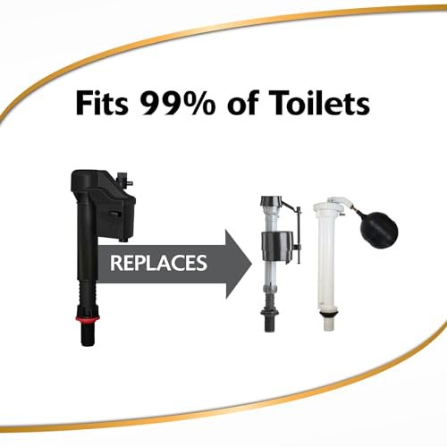 Korky QuietFILL 2X Long Life Toilet Fill Valve - Universal Fits 99% of Toilets - Easy Height Adjust for Fast Install, 528X