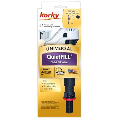 Korky QuietFILL Toilet Fill Valve - Universal Fits 99% of Toilets - Easy Height Adjust for Fast Install, 528