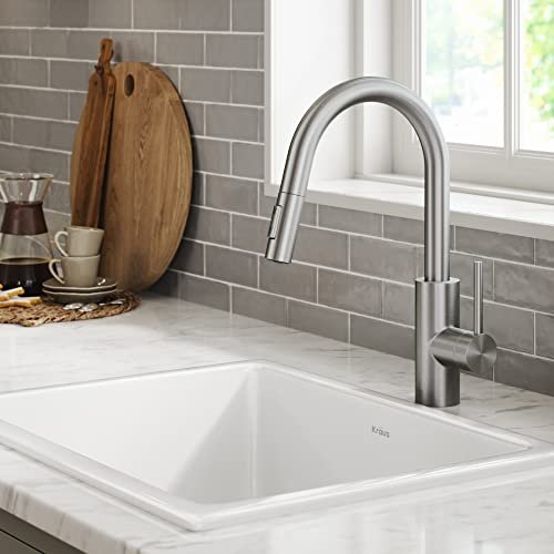 Kraus Oletto Spot Free Stainless Steel Dual Function Kitchen Faucets with Pull Down Sprayer, KPF-2620SFS