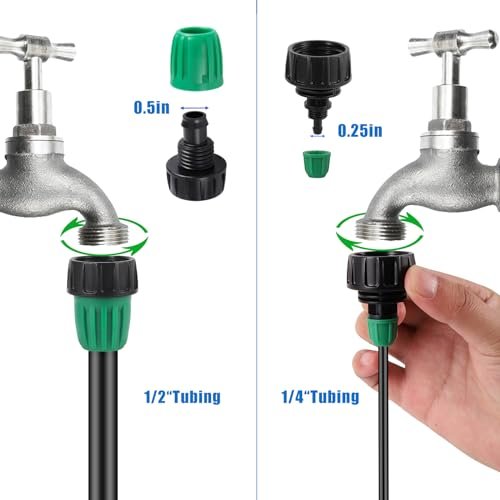 Leak-Proof Drip Irrigation Kit,Quick Connect Irrigation System,2025 New Lock Barbed Garden Watering System with 1/4 inch 1/2 inch Irrigation Tubing Hose for Garden,Raised Garden Bed, Lawn