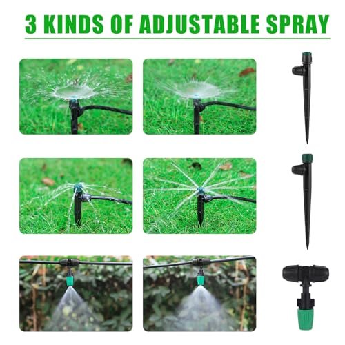 Leak-Proof Drip Irrigation Kit,Quick Connect Irrigation System,2025 New Lock Barbed Garden Watering System with 1/4 inch 1/2 inch Irrigation Tubing Hose for Garden,Raised Garden Bed, Lawn