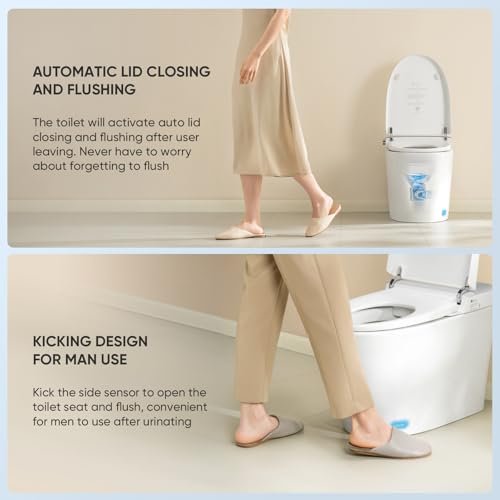 LEIVI Smart Toilet with Built-in Bidet Seat, Tankless Toilet with Auto Lid Opening, Closing and Flushing, Heated Seat, Digital Display, Remote Control, Elongated