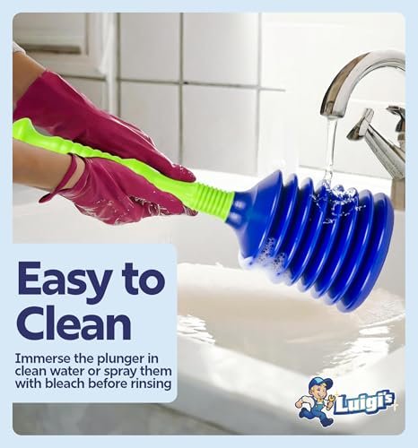 Luigi's Sink Plunger Kitchen - Sink Plunger Bathroom - Drain Bathtub or Shower - Small and Powerful Clog Remover - Commercial Style "Plumbers Plungers" with Large Bellows