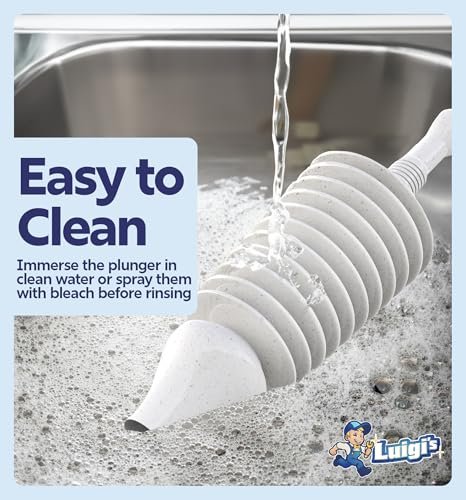Luigi's Toilet Plunger - Unclogger Plungers for Bathroom - Heavy Duty Clog Remover with Effective Unblocker Bellows Design - Remover Tool to Unblock Toilet Blockage - Grey
