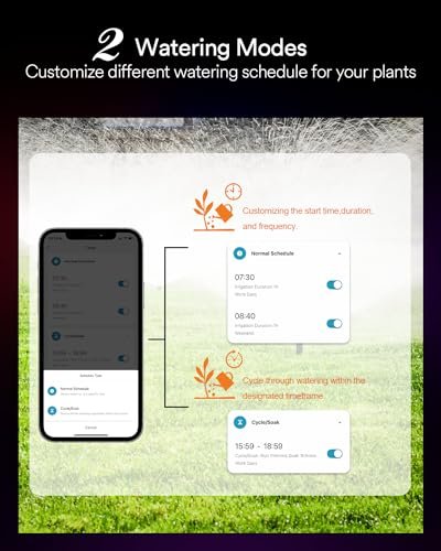 Lumary WiFi Water Timer for Garden Hose, Battery Sprinkler Timer for Watering Brass Inlet Outdoor, Rain Delay/Remote/Manual/Automatic Drip Irrigation System Programmable Faucet, Compatible with Alexa