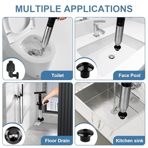 Luney Toilet Plunger, Snake Drain Clog Remover Tool, High Pressure Air Drain Blaster Gun with Visual Barometer, Toilet Unclogger Tool, Air Plunger for Toilet Bathroom, Sink, Kitchen, Floor Clogged