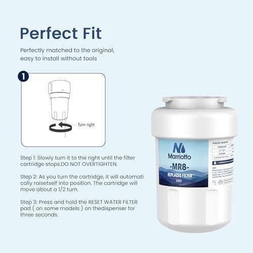 MARRIOTTO Smart Water Filters for Refrigerators NSF 42 Certified Cartridges Compatible with MWF, MWFA, MWFP, GWF, GWFA, 46-9991, HDX FMG-1, WFC1201, 1 Pack