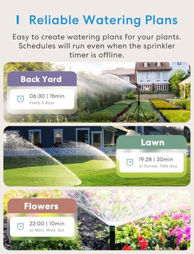 meross WiFi Water Timer for Garden Hose, Smart Hose Timer with Brass Inlet & Outet, WiFi Sprinkler Valve Work with Apple Homekit, Alexa & Google Assistant, Smart Rain Skip for Lawn, Garden & Yard