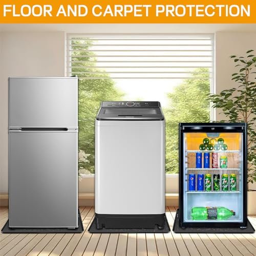 Mini Fridge Silicone Mat,24''x24''x0.5'', Under Refrigerator Mat Mini Fridge Drip Pan Prevents Appliance Leakage Water Spills, Protects the Floor From Damage and Cleanliness(Black)