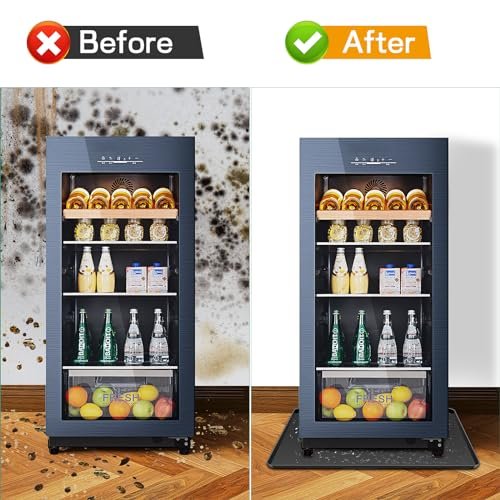 Mini Fridge Silicone Mat,24''x24''x0.5'', Under Refrigerator Mat Mini Fridge Drip Pan Prevents Appliance Leakage Water Spills, Protects the Floor From Damage and Cleanliness(Black)