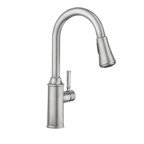 Moen 87801SRS Conneaut One Handle Pulldown Kitchen Sink Faucet with Reflex Docking and Power Clean, Spot Resist Stainless