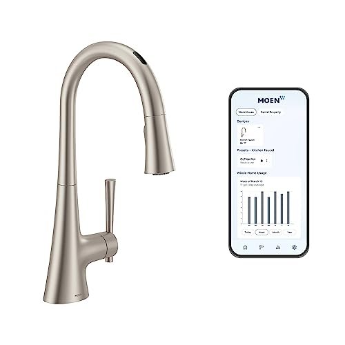 Moen 9126EVSRS Kurv Smart Faucet Touchless Pull Down Sprayer Kitchen Faucet with Voice Control and Power Boost, Spot Resist Stainless
